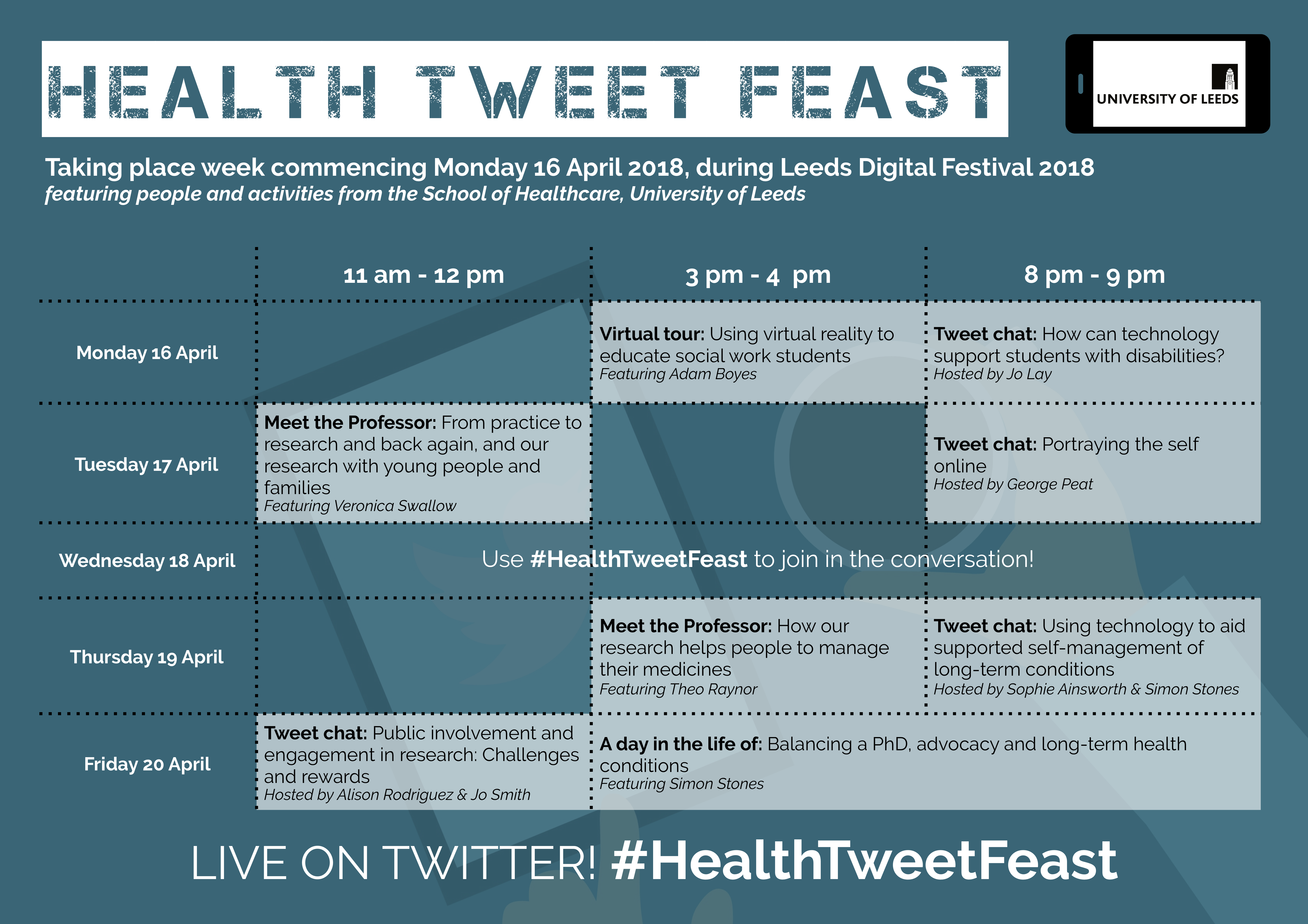 Health Tweet Feast - Schedule